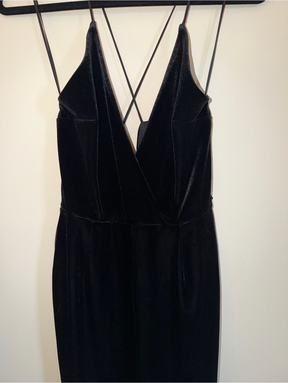 Express Black Velvet Strappy Jumpsuit - Picture 6 of 6